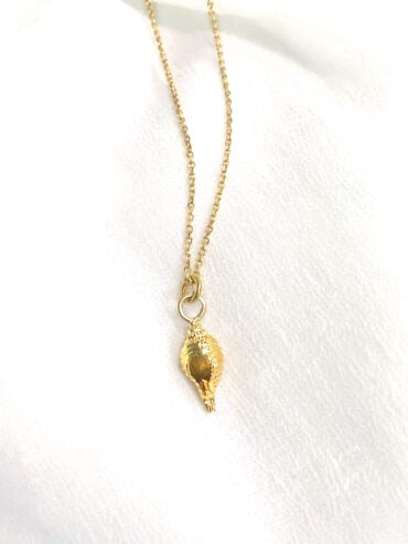 Collier coquillage plaque or - pendentif conche dorée - zoom