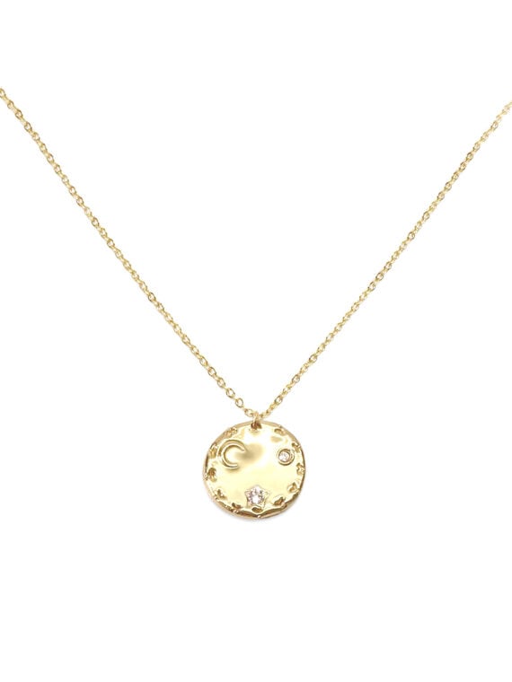 Collier songes. Médaille étoile. bijou doré