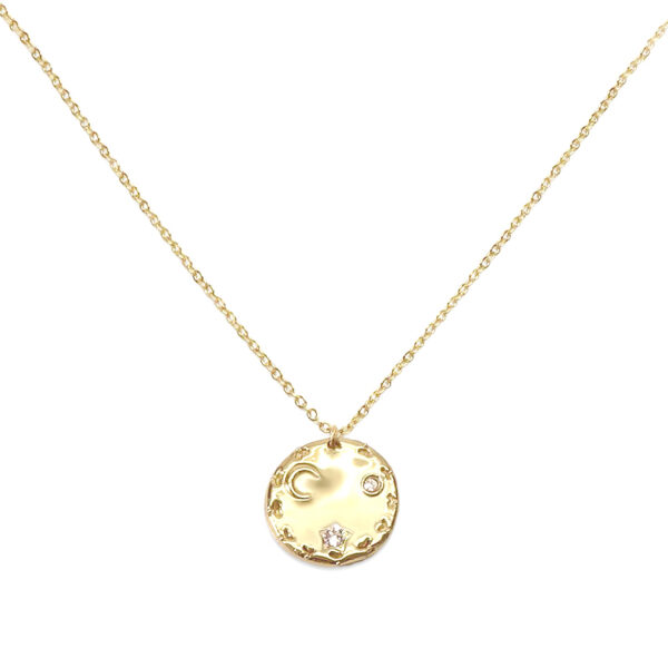 Collier songes. Médaille étoile. bijou doré