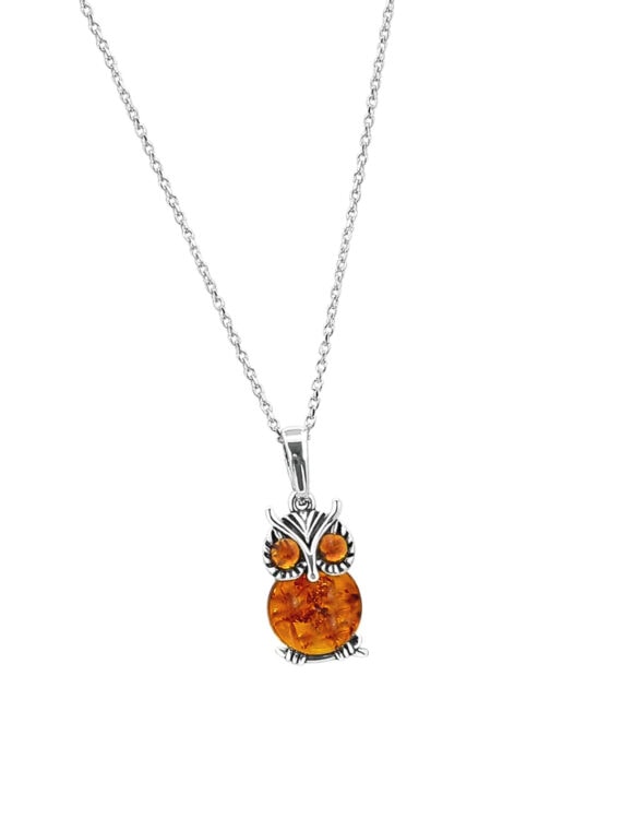 Collier hibou d'ambre zoom