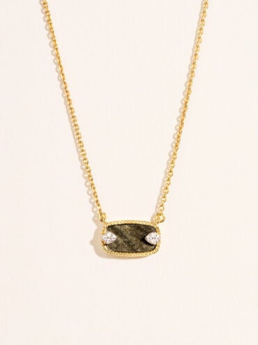 Collier Sangha Obsidienne dorée