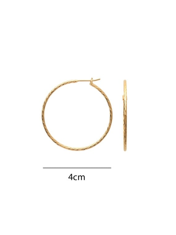 Créoles torsadées plaque or femme MYKONOS -4cm