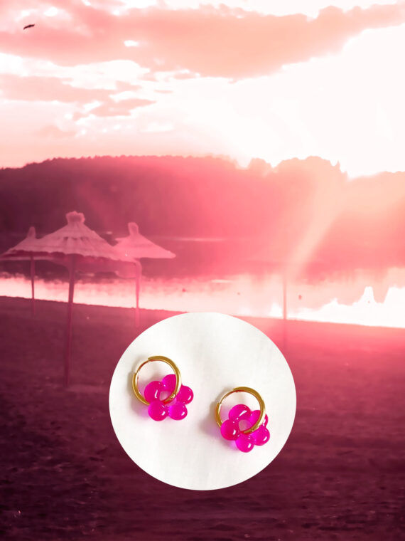 Boucles d'oreilles pop Flowers - fkeurs couleur rose