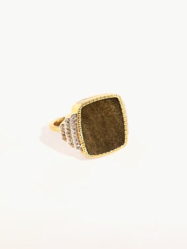 Bague Kara obsidienne dorée