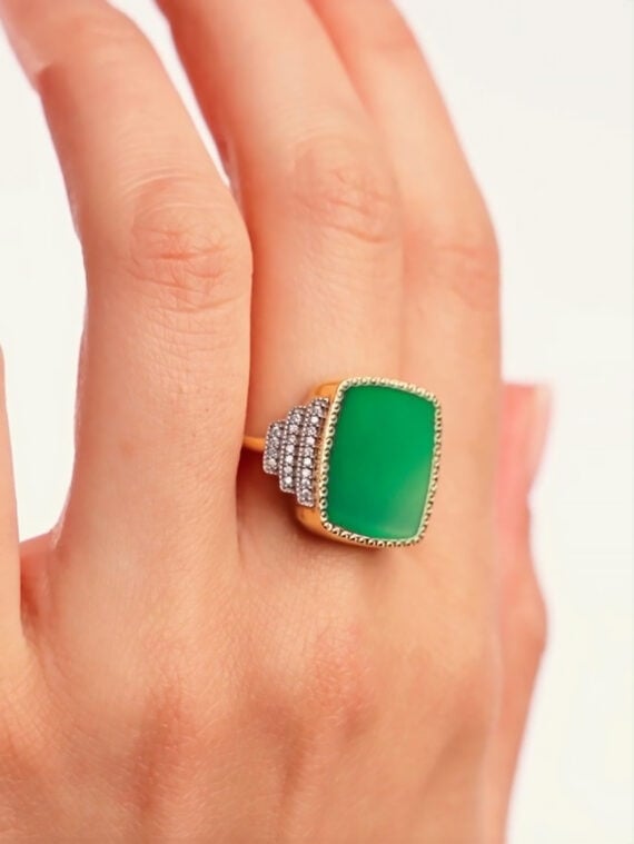 Bague Kara main femme onyx vert