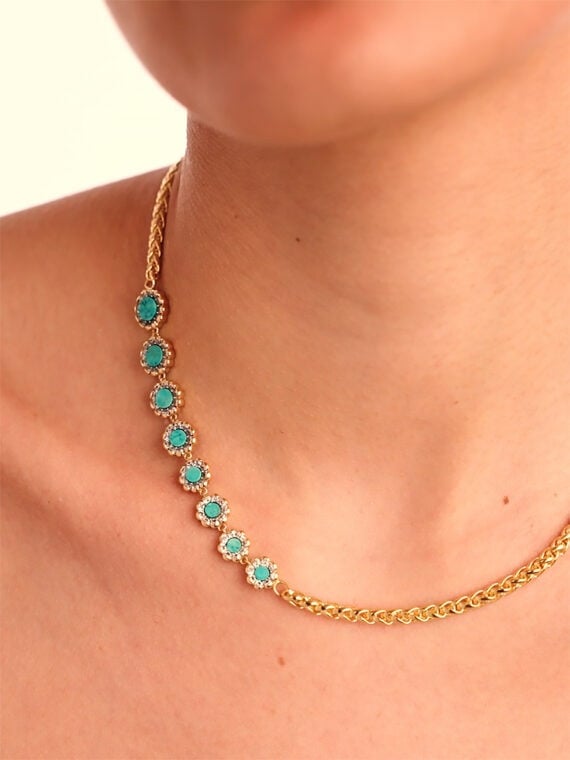 Collier rive d'or turquoise - bijou femme