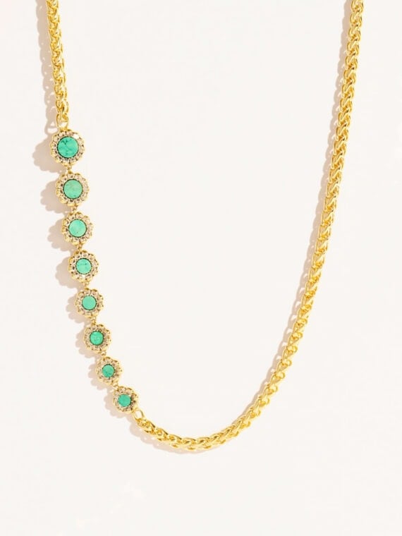Collier rive d'or turquoise doré à l'or fin