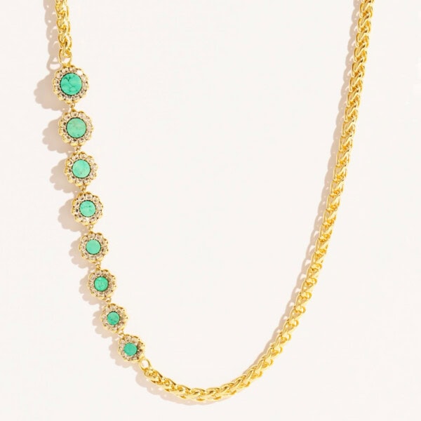 Collier rive d'or turquoise doré à l'or fin