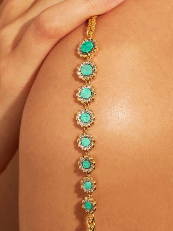 Collier rive d'or turquoise - bijou de haute fantaisie femme