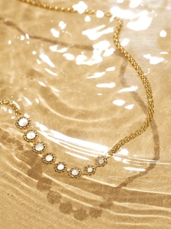 Collier rive d'or nacre - Soleil et reflets de l'eau