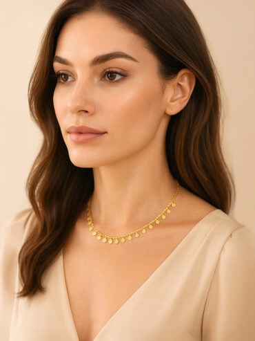 Collier pépite. bijou pampilles femme en plaqué or.