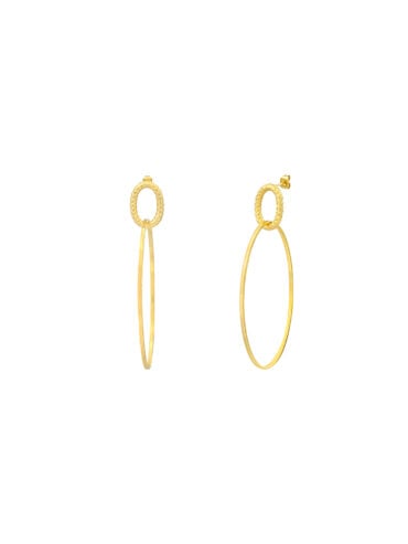 Boucles d'oreilles deux anneaux MUE - Dorure à l'or fin