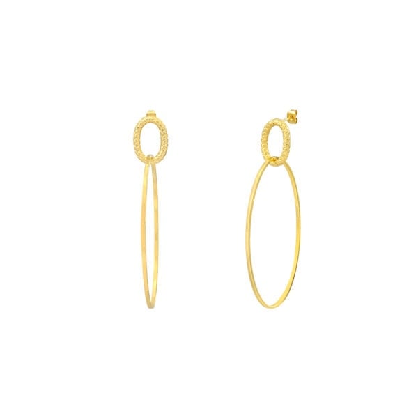 Boucles d'oreilles deux anneaux MUE - Dorure à l'or fin