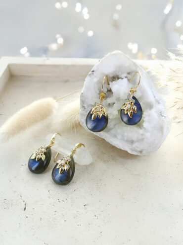 Boucles d'oreilles Gouttes flora Labradorite