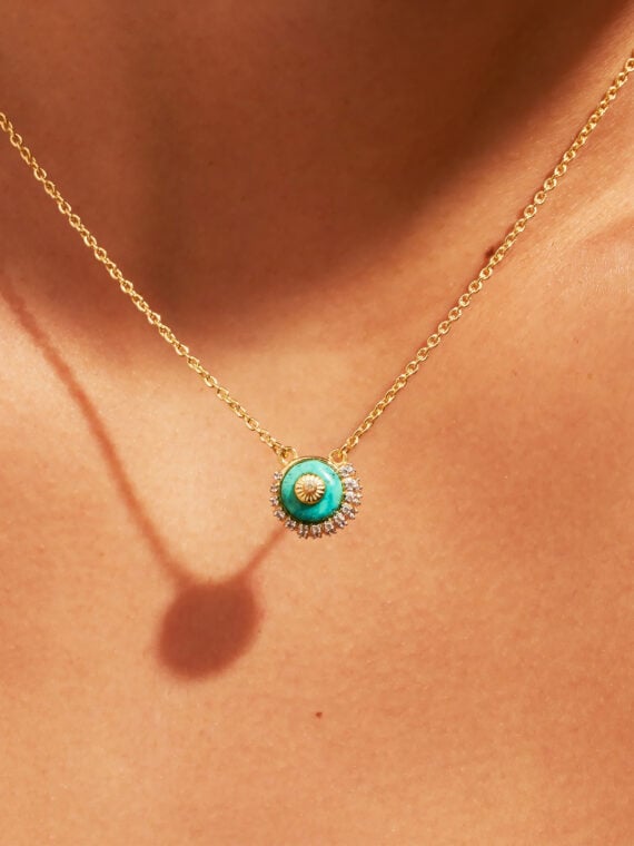 Collier coquillage turquoise soleil sauvage