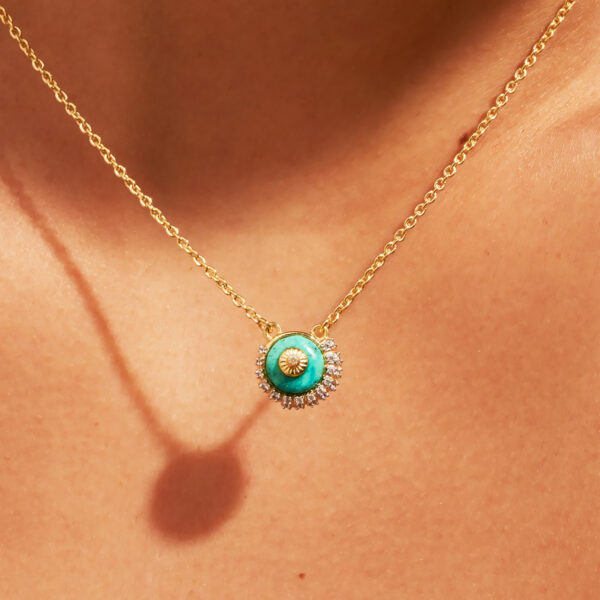 Collier Vintage En Coquillages Et Nacre Turquoise - Bijou Irisé Occasion