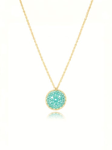 Collier paradis crystalline presentation. Bleu et doré
