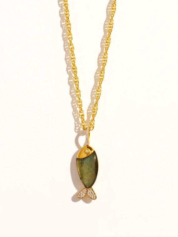 Sautoir Poisson labradorite soleil sauvage
