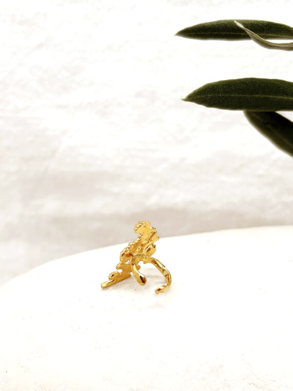 Bague d'oreille Stella dorée à l'or fin - vue de côté