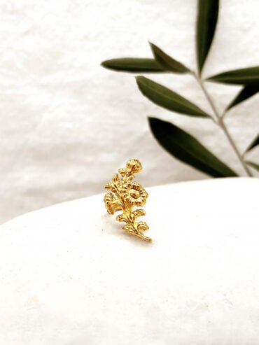 Bague d'oreille Stella floral doré à l'or fin - Bijou fantaisie de qualité