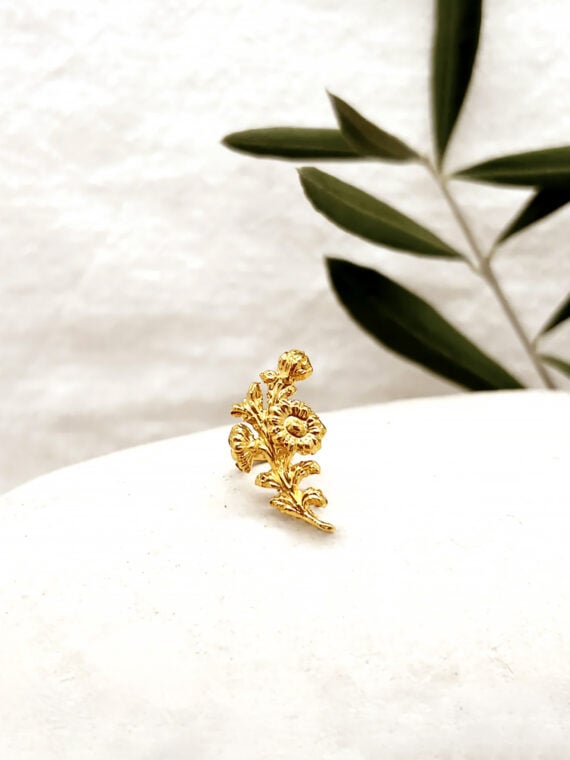 Bague d'oreille Stella floral doré à l'or fin - Bijou fantaisie de qualité