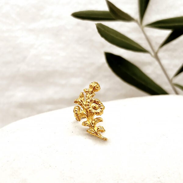 Bague d'oreille Stella floral doré à l'or fin - Bijou fantaisie de qualité