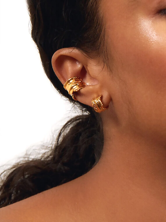 Bague d'oreille femme dorée élégante Chenea