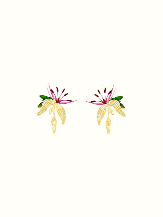 Boucles doreilles floralia feuille d'iris - dorure à l'or fin