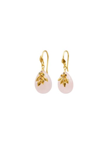 Boucles d'oreilles Gouttes flora Quartz rose