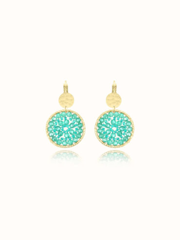 Boucles d'oreilles paradis crystalline - bleu et doré