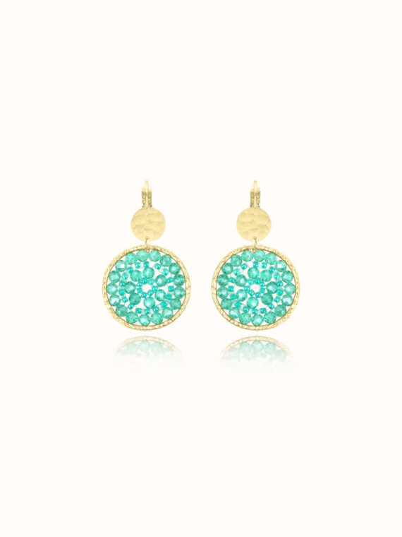 Boucles d'oreilles paradis crystalline - bleu et doré