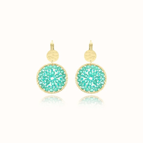 Boucles d'oreilles paradis crystalline - bleu et doré
