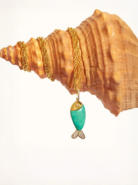 Sautoir poisson turquoise coquillage inspi