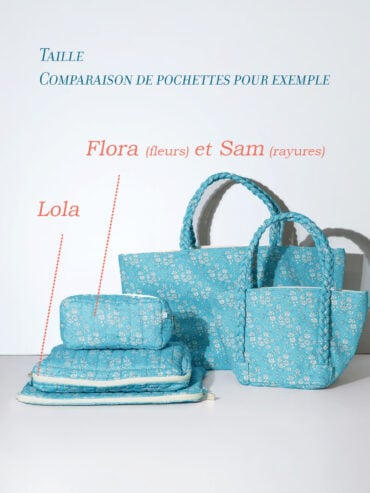 Pochette Sam en coton rayures bleues