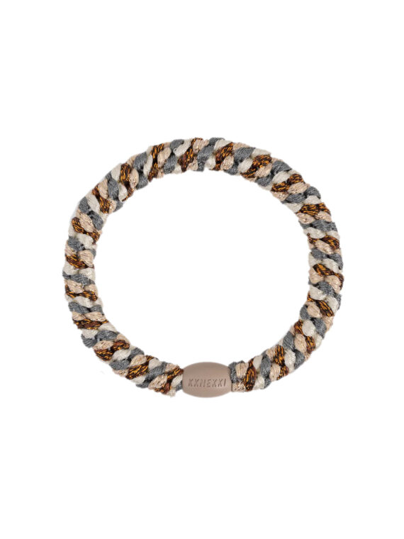 Elastique bracelet kknekki mix copper glitter - marron cuivré, gris clair et bleu