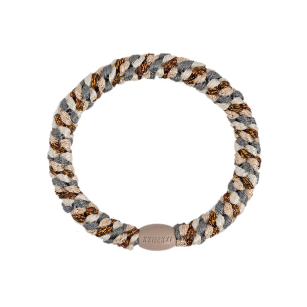 Elastique bracelet kknekki mix copper glitter - marron cuivré, gris clair et bleu