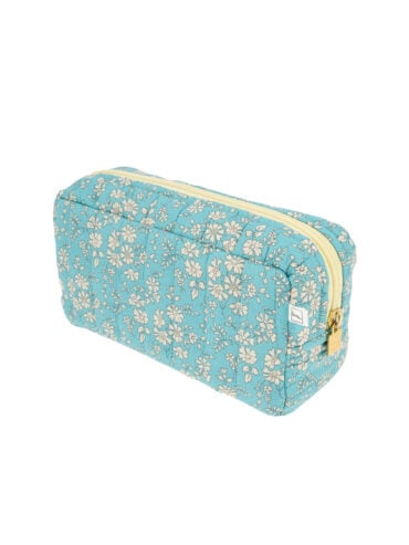 Pochette Flora Bleu Azur en coton Liberty fleuri
