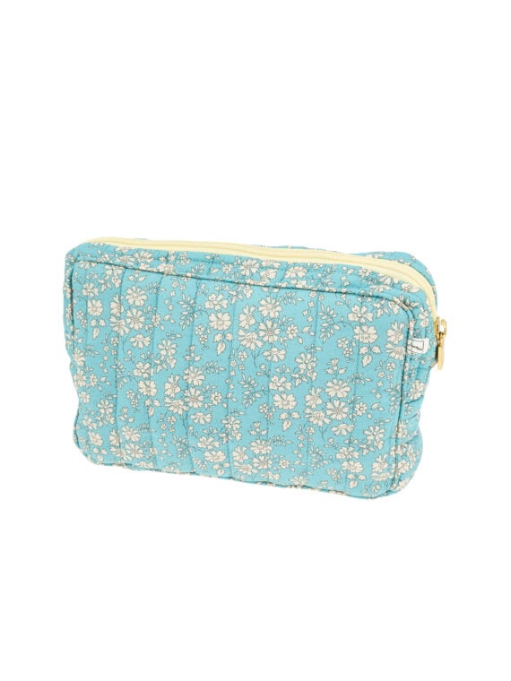 Pochette Flora Bleu Azur en coton Liberty fleuri