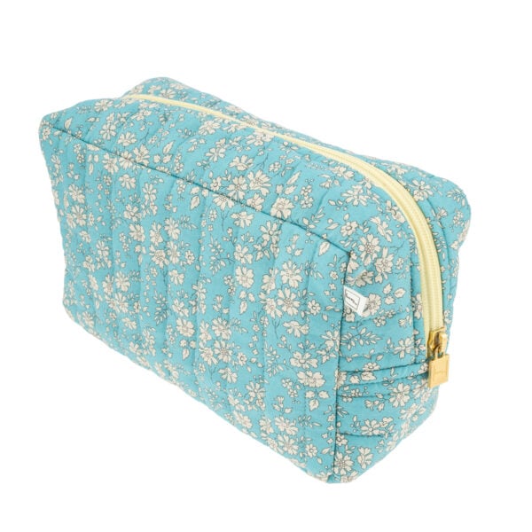Grande trousse de toilette Ella Bleu Azur en coton liberty fleuri