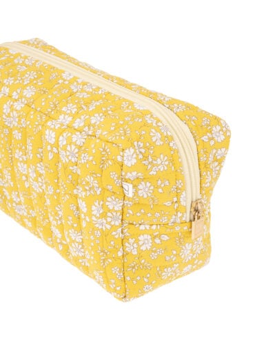 Grande Trousse de toilette Ella Jaune Acacia - Coton Liberty fleuri
