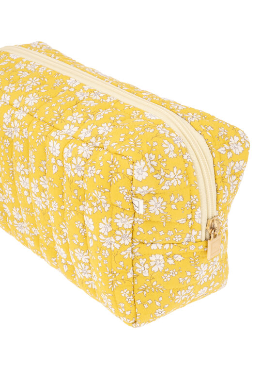 Grande trousse de toilette ELLA - coton liberty fleuri jaune acacia - zoom tissu coton
