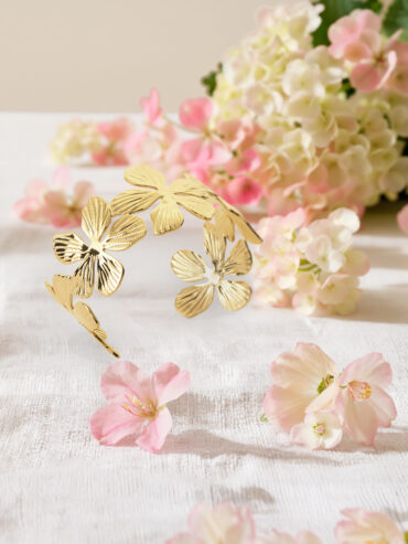 Bijoux Noël 12 jonc fleuri bloom acier doré - poissonplume bijoux