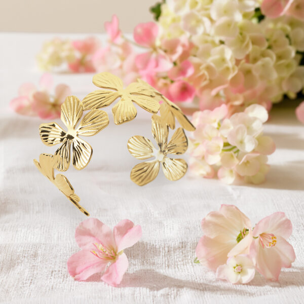 jonc fleuri bloom acier doré - poissonplume bijoux