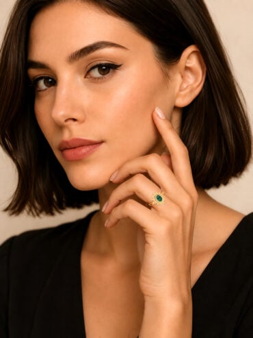 Bague fine marquise malachite - femme