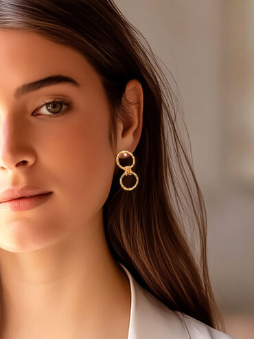 Les offres uniques 90 boucles doubles créoles angela nacre