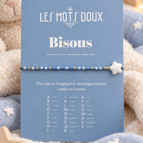 Bracelet enfant Bisous - bleu