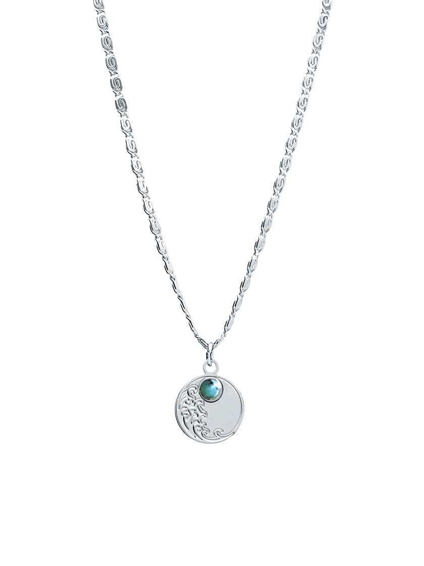 Petit collier argenté Océan jaspe africain 2 collier court argente ocean jaspe africain