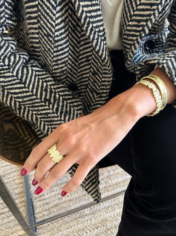 Bague dorée strass sequoia femme - zoom