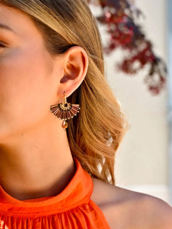 Boucles d'oreilles éventail Pitaya Bronze
