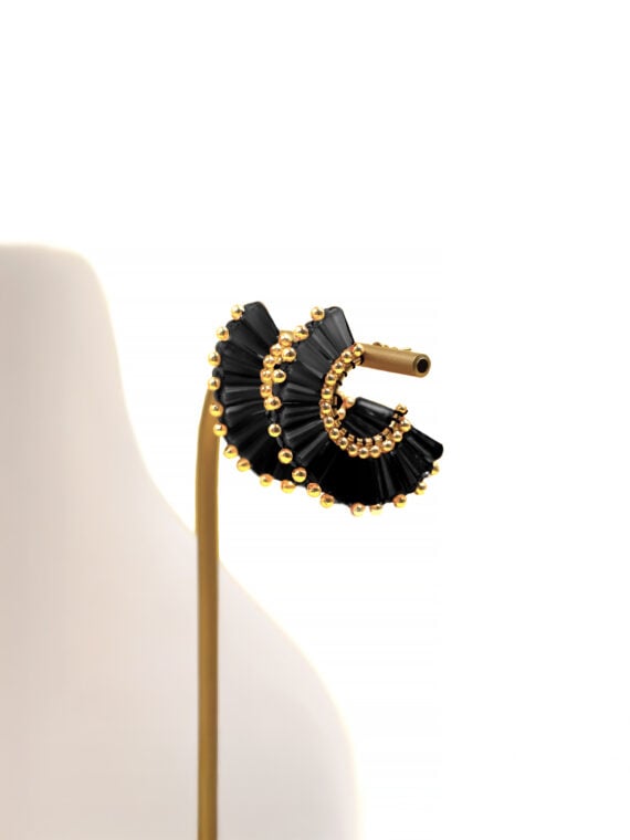 Boucles d'oreilles éventail Juan Noir. des bijoux fantaisie élégants.